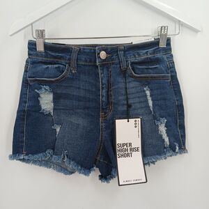 Almost Famous Super High Rise Distressed Denim Shorts Size 3